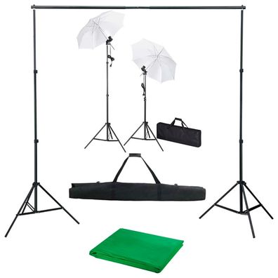 vidaXL Fotostudio-Set mit Hintergrund, Leuchten und Schirmen