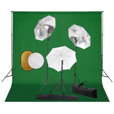 vidaXL Fotostudio-Set mit Lampen, Schirmen, Hintergrund & Reflektor