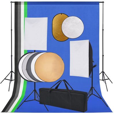 vidaXL Fotostudio-Set mit Softbox-Lampen, Hintergrund und Reflektor