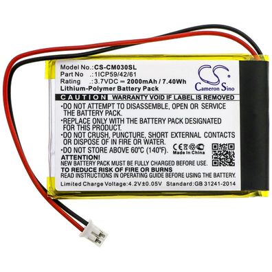 Ersatzakku - CS-CM030SL - CUSTOM Battery PACK 1ICP59/42/61 - 3,7 Volt 2000mAh