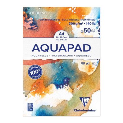 Clairefontaine 975721C - Aquarell Malblock Goldline, 50 Blatt, 300g Zeichen