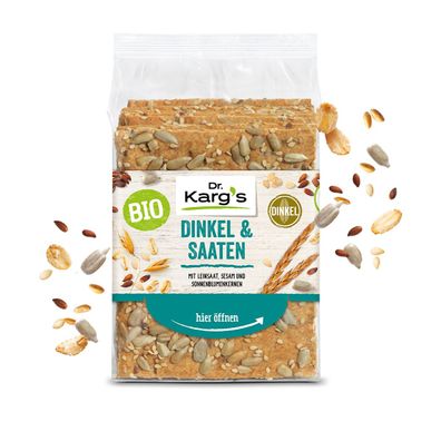 Dr. Kargs Bio Knäckebrot Dinkel und Saaten knackig vegan 200g