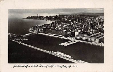 Flieger-Luftaufnahme Dampferhafen Friedrichshafen Baden-Württemberg AK 1930