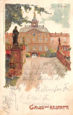 Gruß aus Rastatt, Schloss Baden-Württemberg AK Lithographie 1899