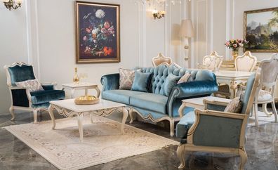 Luxus Sofagarnitur 311 Sitzer Couchtisch Sofa Sofas Sessel Stoff Couch 4Tlg. Set