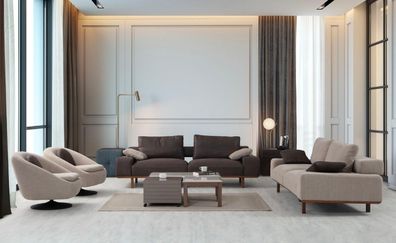 Wohnzimmer Komplette Sofagarnitur Dreisitzer Sessel Luxuscouchtisch 5Tlg