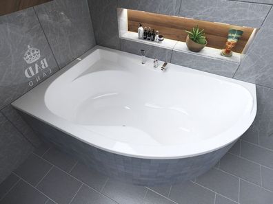 Badewanne Eckwanne Acryl DORA 170x110 Links Weiß | Ablauf & Füße GRATIS !