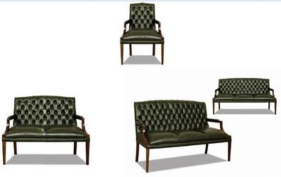 Sofagarnitur 3 + 2 + 1 Ledersofa Couch Sofa Garnitur Chesterfield Englischer Stil