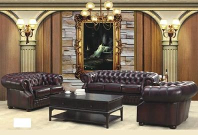 Chesterfield Couch Polst Sitz Sofa Garnitur 3 + 2 + 1 Ledersofa Sofagarnitur Oxford