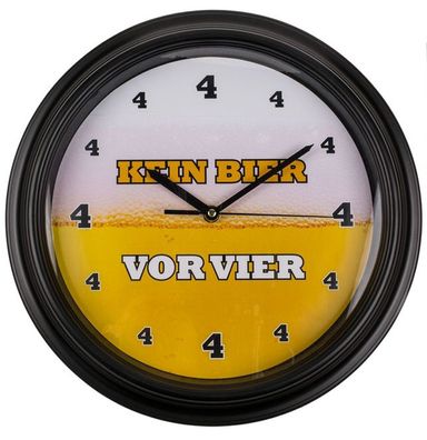 Wanduhr Kein Bier vor 4 vier Ø 32 cm mit Sound Männer Geschenk Party Keller Bar