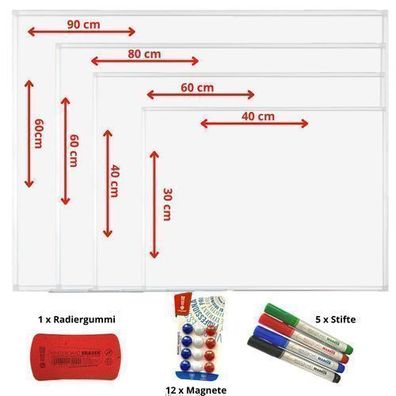 Whiteboard Magnettafel Schreibttafel Präsentationstafel + Marker + 12 Magnete