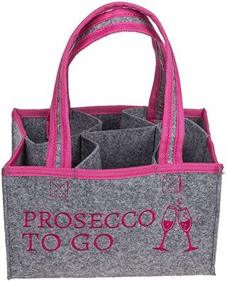 Flaschentasche Prosecco to go Flaschenträger aus Filz für 6 Flaschen Handtasche