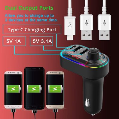 Bluetooth-FM-Transmitter für Auto - Bluetooth 5.0 Auto-Adapter