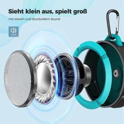 Bluetooth-Lautsprecher, wasserdicht, ideal für Duschen und Outdoor-Aktivitäten