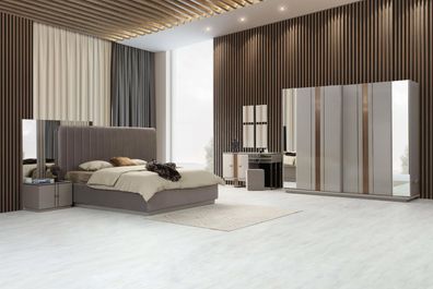 Perfekte Schlafzimmer-Set Luxus Bett Kleiderschrank Schminktisch 5 Tlg