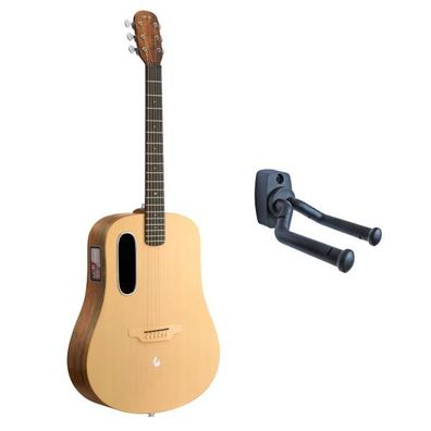 Lava Music Gitarre ME4 Spruce 41 Zoll Woodgrain Brown mit Wandhalter