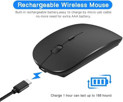 Drahtlose Maus, Bluetooth, ergonomisch, tragbar, ideal für Laptop-Nutzer