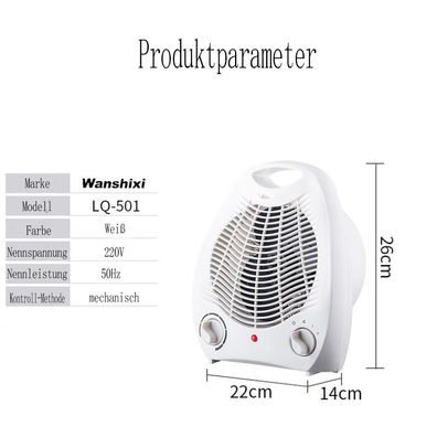 Energiesparender Heizlüfter, 2000W, leise, Ventilatorfunktion