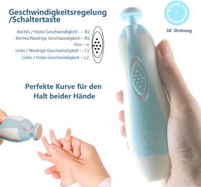 Baby-Nagelfeile, elektrisch, 6-in-1 Maniküre- und Pediküre-Set, ideal für Babypflege