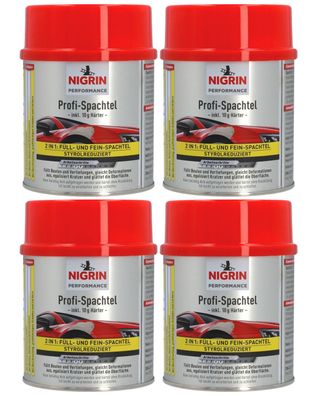 4x Nigrin 2K Profi Spachtel + Härter 1kg Fein FüllSpachtel ReparaturSpachtel