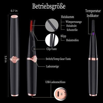 Beheizte Wimpernzange, elektrisch, portable, ideal für Wimpernpflege