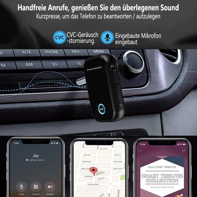 Cocoda Bluetooth-Adapter für Auto, Mini Aux Bluetooth 5.0 Adapter mit Freisprechen