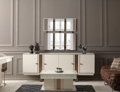 Anrichte Sideboard Luxus Designer Holz Regal Schrank Möbel Beige Kommode