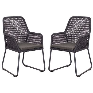 deVries 2er Set Diningsessel Adora Rope - black dark grey