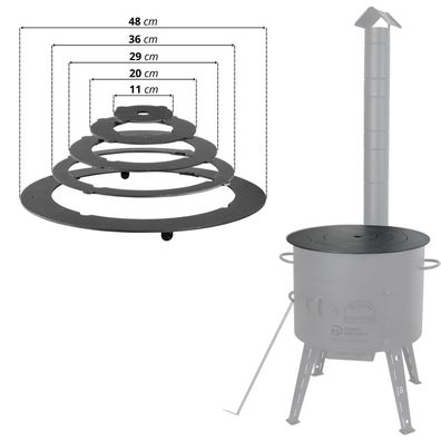 Adapter - Ringe für Eintopfofen 43,5-47 cm Utschak Herdplatte für Feuerkessel