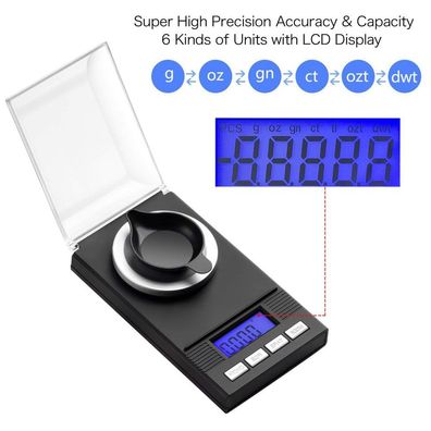 Digitale Milligrammwaage, 50g / 0,001g, Hochpräzise