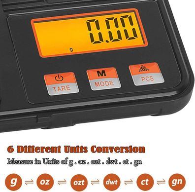 Digitale Grammwaage, 200g/0,01g, Hochpräzise, Miniwaage