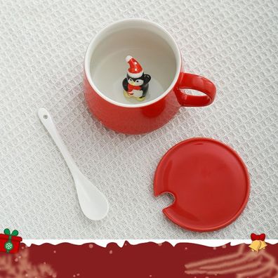 Weihnachtsgeschenk, Keramikbecher, 3D-Cartoon-Wasserbecher, Milchkaffeetasse mit gro