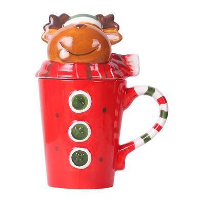 Weihnachtliche Keramik-Wassertasse, Weihnachtsgeschenktasse, amerikanische Elch-Kaff