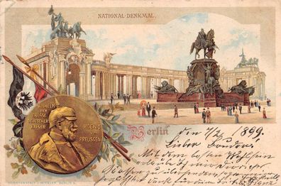 Berlin National Denkmal Litho Postkarte 1899