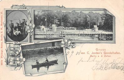 Berlin Zelten von C. Jordans Gondelhafen Postkarte 1900