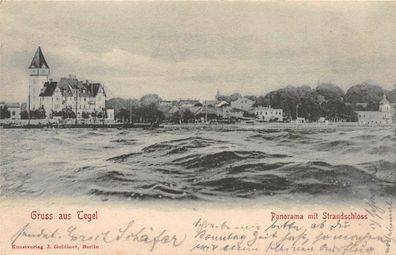 Berlin-Tegel Panorama mit Strandschloss Postkarte 1906