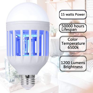 Bug Zapper Glühbirne, 2 in 1 Moskitos Killer Lampe, für Eingang, Balkon