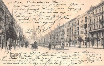 West Berlin Tauenzien Strasse Pferdewagen Bahnpost Postkarte 1903