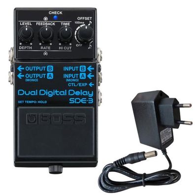 Boss Effektgerät SDE-3 Digital Dual Delay Pedal mit Netzteil