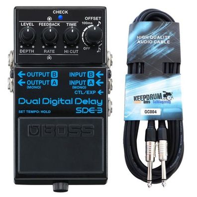 Boss Effektgerät SDE-3 Digital Dual Delay Pedal mit Kabel