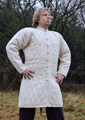 Langer Gambeson mit Knöpfen, naturfarben