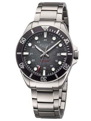 Regent Herrenuhr Titan 20 Bar Wasserdicht Schwarz BA-857