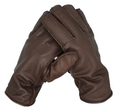 Winter Lederhandschuhe Herren aus 100% Schafs-Leder mit Fleece-Fütterung schwarz