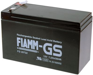 Fiamm - FG20722 - 12 Volt 7200mAh Pb Blei-Akku AGM, VdS, Standard, Faston 6,3 mm