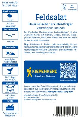 Feldsalat Holländischer breitblättriger, wüchsig, robust - Herbst u