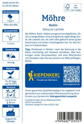 Möhre Rotin, Saftmöhre mit hohem Carotin-Gehalt - zur Lagerung und