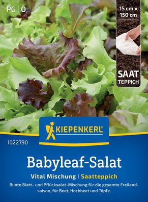 Babyleaf-Salat Vital Mix, Saatteppich, bunte Blatt- u. Pflücksalat-Mischug