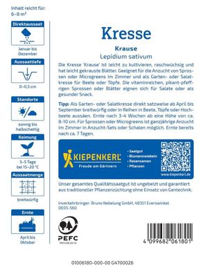 Kresse Krause, Vorteilspackung, raschwüchsig - leicht gekraust, Kiepenkerl