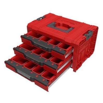 Werkzeugschrank Werkstattschrank ROT QS PRO Drawer 3 Schubladen Toolbox 45x32x24