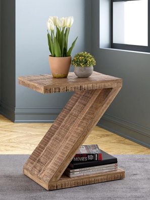 Beistelltisch Holz Z Form 42x50x31cm Zoro Sofatisch Blumentisch nachhaltig Mango